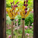Handmade Flowers with Bamboo Vase set of 2 – Elegant Home Decor for Every Space